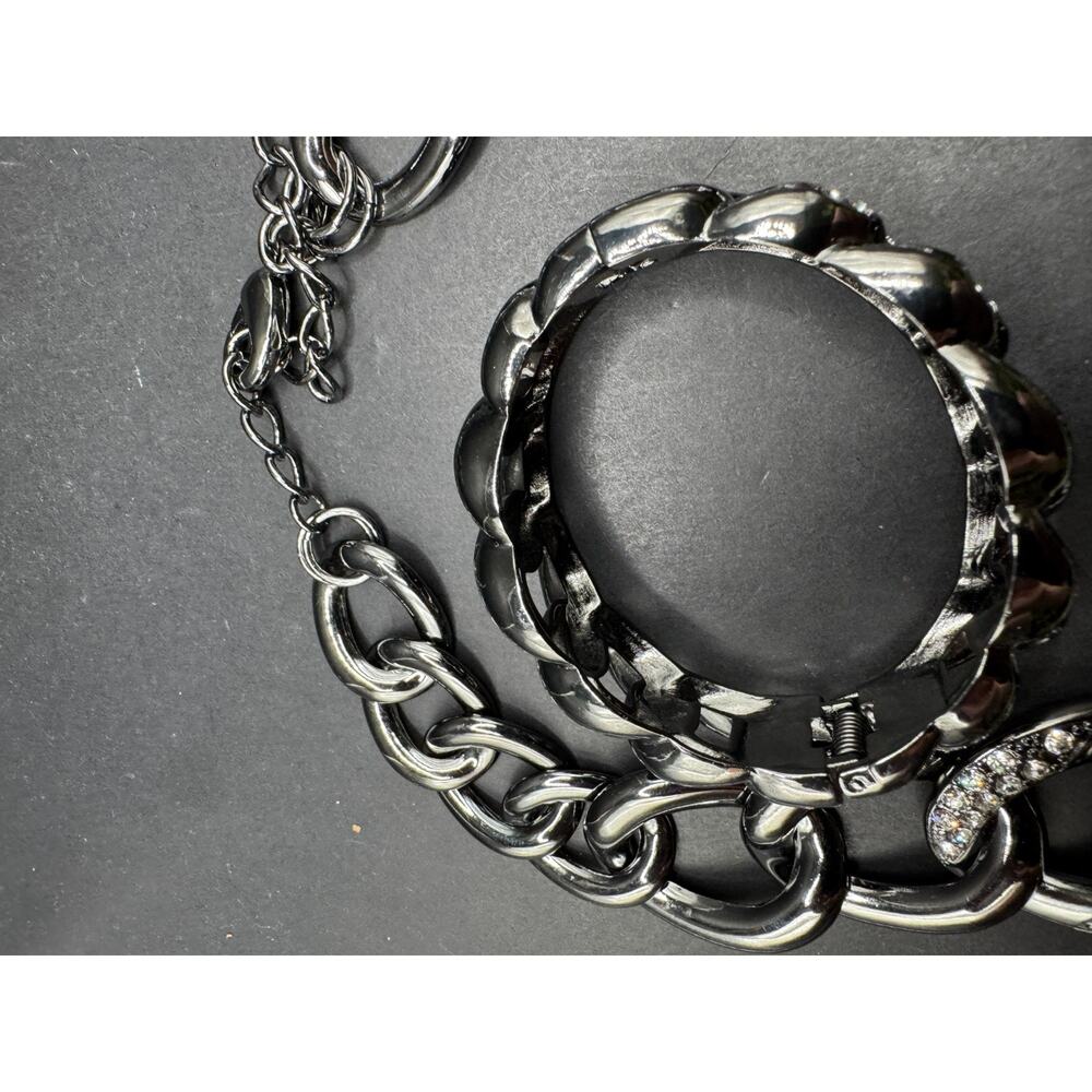 Premier Designs Jewelry Roxy Necklace in Hematite & Bracelet Jewelry Set - Picture 6 of 11